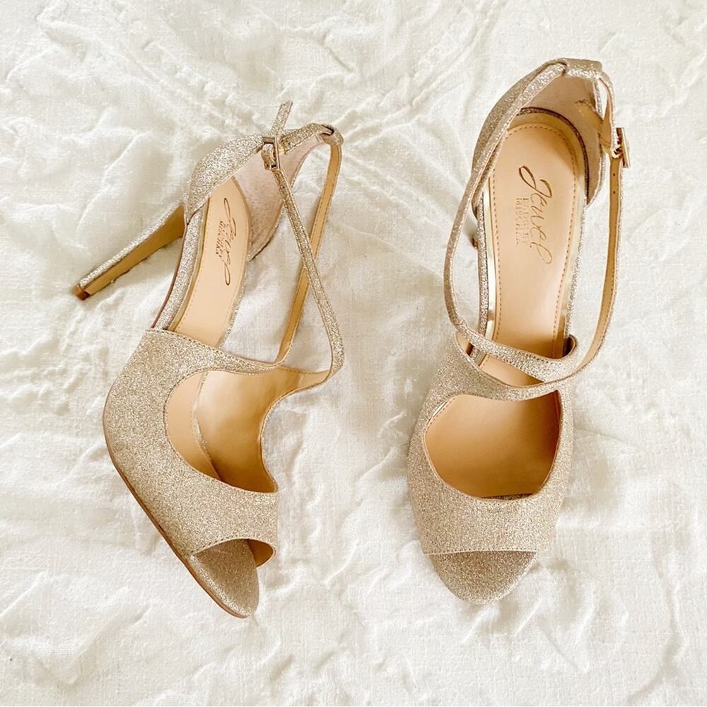 Badgley Mischka Jonna Glitter Peep Toe Pumps Size 10